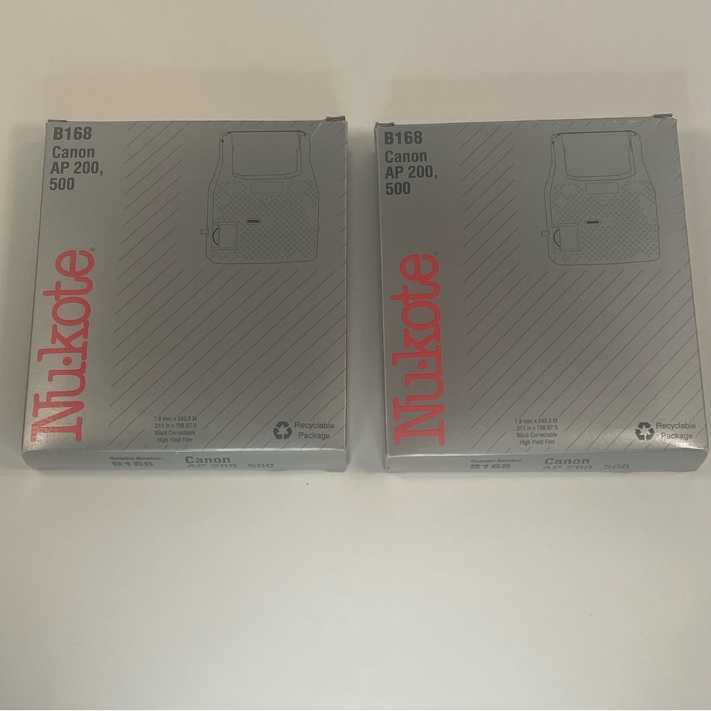 2 New Nukote B168 Correctable Typewriter Ribbon For Canon AP200 AP500 Black